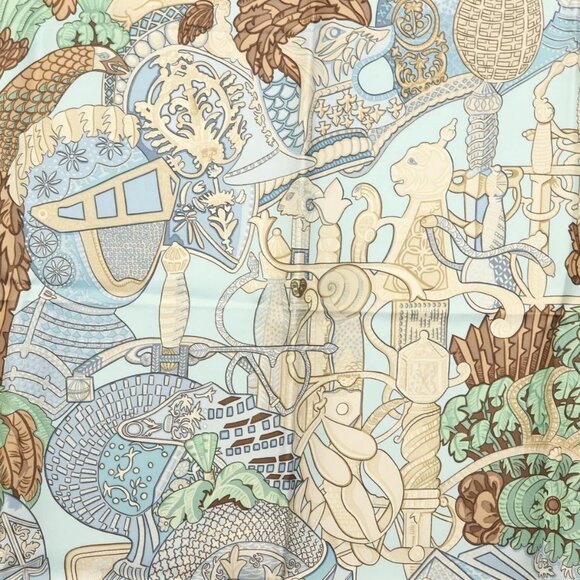 HERMES Carre 90 Scarf ""ARMETS PANACHE"" Silk Blue Auth 139211 - Picture 6 of 15